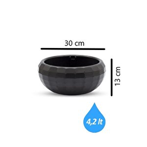 Krs-612 Dekoratif Büyük Aranjman Kaktus Sukulent Saksı 4.2 Litre Antrasit