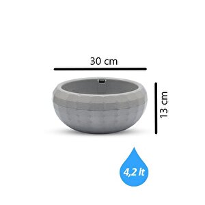 Krs-612 Dekoratif Büyük Aranjman Kaktus Sukulent Saksı 4.2 Litre Gri