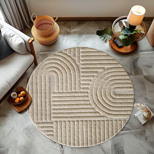Modern Halı Cool Halı Bej Halı Düz Renk Halı Salon Halısı Mutfak Halısı Yıkanabilir Halı Oval Halı 120x120 cm