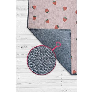 Homshtag Çilek Desenli Kırmızı Halı Minimal Salon Halısı Renkli Mutfak Halısı Tarz Oturma Odası Halı