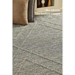 Boho Zigzag Desen Gri Elit Bukleli Sisal Halı Salon Oturma Odası Dış Mekan Halısı Dayanıklı