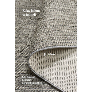 Boho Zigzag Desen Gri Elit Bukleli Sisal Halı Salon Oturma Odası Dış Mekan Halısı Dayanıklı