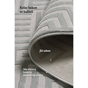 Yumuşak Dokulu Gümüş Renk Jüt Tabanlı Sık Dokuma Yüksek Kalite Toz Vermez Oturma Odası Salon Halısı