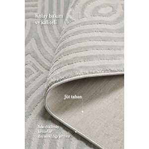 Özel Tasarım Sık Dokuma Bej Renk Jüt Taban Oturma Odası Salon Halısı Leke Tutmaz Toz Vermez