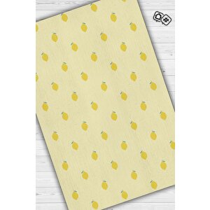 Limon Desenli Sarı Halı Minimal Salon Halısı Renkli Mutfak Halısı Tarz Oturma Odası Halı 160x240 cm