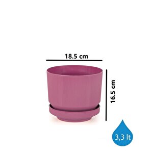 So-s282 Dekoratif Tabaklı Lüks Çizgi Desenli Saksı 3.3 Litre Vişne