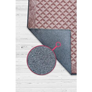 Etnik Desenli Pembe Renkli Halı Vintage Bordürlü Halı Geometrik Desenli Dijital Baskı Halı 120x180 cm