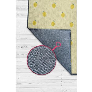 Limon Desenli Sarı Halı Minimal Salon Halısı Renkli Mutfak Halısı Tarz Oturma Odası Halı 80x120 cm