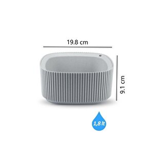 Krs-248 Pera Dekoratif Aranjman Kaktus Sukulent Saksı 1.8 Litre No 2 Gri