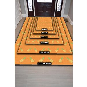 Homshtag Ananas Desenli Sarı Halı Minimal Salon Halısı Renkli Mutfak Halısı Tarz Oturma Odası Halı