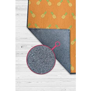 Ananas Desenli Sarı Halı Minimal Salon Halısı Renkli Mutfak Halısı Tarz Oturma Odası Halı 80x120 cm