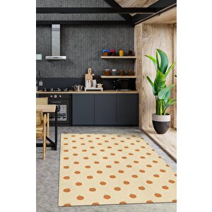 Portakal Desenli Turuncu Minimal Salon Halısı Renkli Mutfak Halısı Tarz Oturma Odası Halısı 120x180 cm