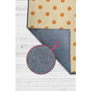 Homshtag Portakal Desenli Turuncu Minimal Salon Halısı Renkli Mutfak Halısı Tarz Oturma Odası Halısı