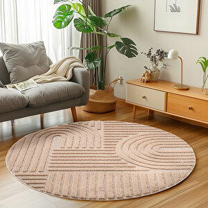 Modern Halı Cool Halı Pembe Halı Düz Renk Halı Salon Halısı Mutfak Halısı Yıkanabilir Halı Oval Halı 200x200 cm