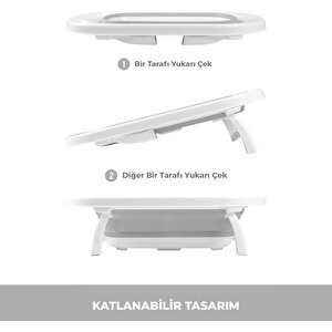 Ak-729 Katlanır Bebek Yıkama Banyo Küveti Beyaz - Gri