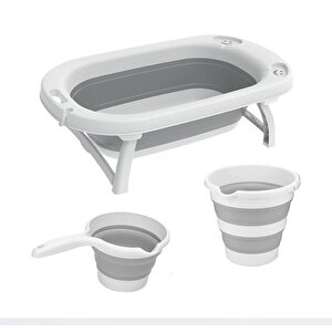 Ak-779 Katlanır Bebek Yıkama Banyo Küvet 3'lü Set Beyaz-gri