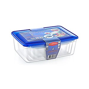 Sy-2826 Plastik Şeffaf Renkli Köşeli Saklama Kabı 4 Lü Set
