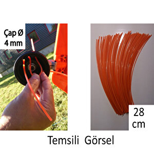 Motorlu Tırpan Kare Misinası 4 Mm 90 Adet Çim Ot Biçme Teli Extra Güçlü Profesyonel Hazır 28 Cm