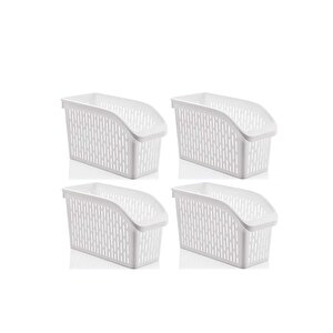 Sy-2170 Plastik Küçük Dolap İçi Sebze Meyve Düzenleyici Beyaz 4 Lü Set Beyaz
