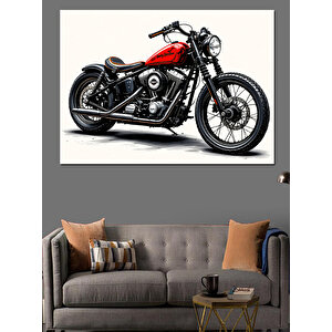 Klasik Siyah Motosiklet Dekoratif Kanvas - Mdf Ahşap Tablo 35x50 cm