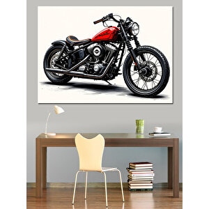 Klasik Siyah Motosiklet Dekoratif Kanvas - Mdf Ahşap Tablo