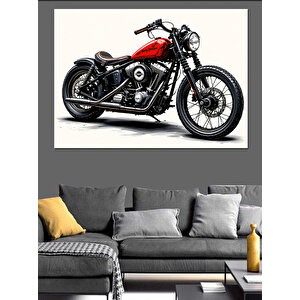Klasik Siyah Motosiklet Dekoratif Kanvas - Mdf Ahşap Tablo
