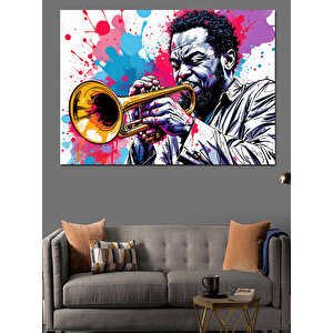 Caz Müziği Trompetçi Dekoratif Kanvas - Mdf Ahşap Tablo