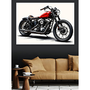 Klasik Siyah Motosiklet Dekoratif Kanvas - Mdf Ahşap Tablo 70x100 cm