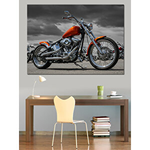 Siyah Beyaz Klasik Motosiklet Dekoratif Kanvas - Mdf Ahşap Tablo 100x140 cm