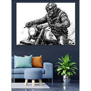 Motosiklet Süren Asi Adam Dekoratif Kanvas - Mdf Ahşap Tablo 70x100 cm