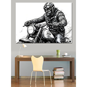 Motosiklet Süren Asi Adam Dekoratif Kanvas - Mdf Ahşap Tablo