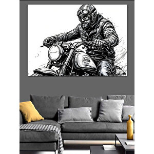 Motosiklet Süren Asi Adam Dekoratif Kanvas - Mdf Ahşap Tablo