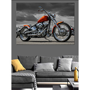 Siyah Beyaz Klasik Motosiklet Dekoratif Kanvas - Mdf Ahşap Tablo