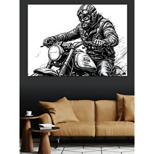 Motosiklet Süren Asi Adam Dekoratif Kanvas - Mdf Ahşap Tablo 50x70 cm