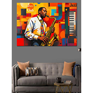 Renkli Caz Müzisyeni Dekoratif Kanvas - Mdf Ahşap Tablo