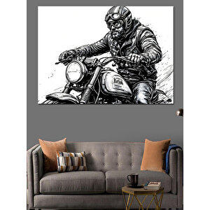 Motosiklet Süren Asi Adam Dekoratif Kanvas - Mdf Ahşap Tablo 35x50 cm