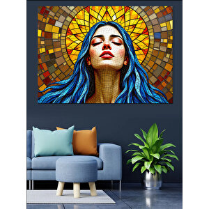 Cam Mozaik Kadın Dekoratif Kanvas - Mdf Ahşap Tablo
