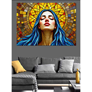 Cam Mozaik Kadın Dekoratif Kanvas - Mdf Ahşap Tablo 35x50 cm