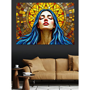 Cam Mozaik Kadın Dekoratif Kanvas - Mdf Ahşap Tablo