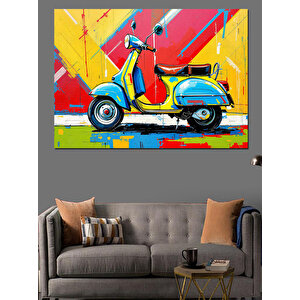 Renkli Vespa Motosiklet Dekoratif Kanvas - Mdf Ahşap Tablo 70x100 cm