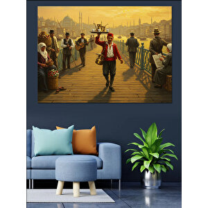 Rıhtımda Çaycı Dekoratif Kanvas - Mdf Ahşap Tablo