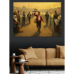 Rıhtımda Çaycı Dekoratif Kanvas - Mdf Ahşap Tablo 50x70 cm