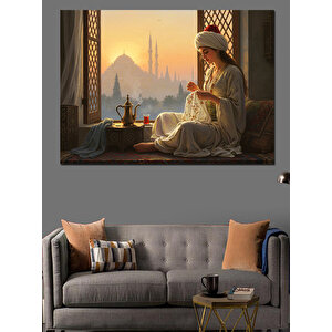 Cumbada Çay Keyfi Dekoratif Kanvas - Mdf Ahşap Tablo 100x140 cm