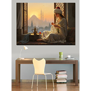 Cumbada Çay Keyfi Dekoratif Kanvas - Mdf Ahşap Tablo 100x140 cm