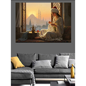 Cumbada Çay Keyfi Dekoratif Kanvas - Mdf Ahşap Tablo 100x140 cm