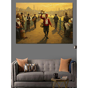 Rıhtımda Çaycı Dekoratif Kanvas - Mdf Ahşap Tablo
