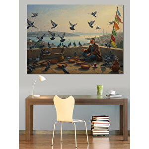 Martılarla Çay Sohbeti Dekoratif Kanvas - Mdf Ahşap Tablo 50x70 cm
