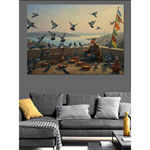 Martılarla Çay Sohbeti Dekoratif Kanvas - Mdf Ahşap Tablo 50x70 cm