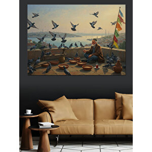 Martılarla Çay Sohbeti Dekoratif Kanvas - Mdf Ahşap Tablo 50x70 cm