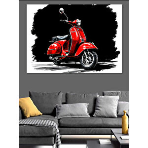 Kırmızı Vespa Motosiklet Dekoratif Kanvas - Mdf Ahşap Tablo